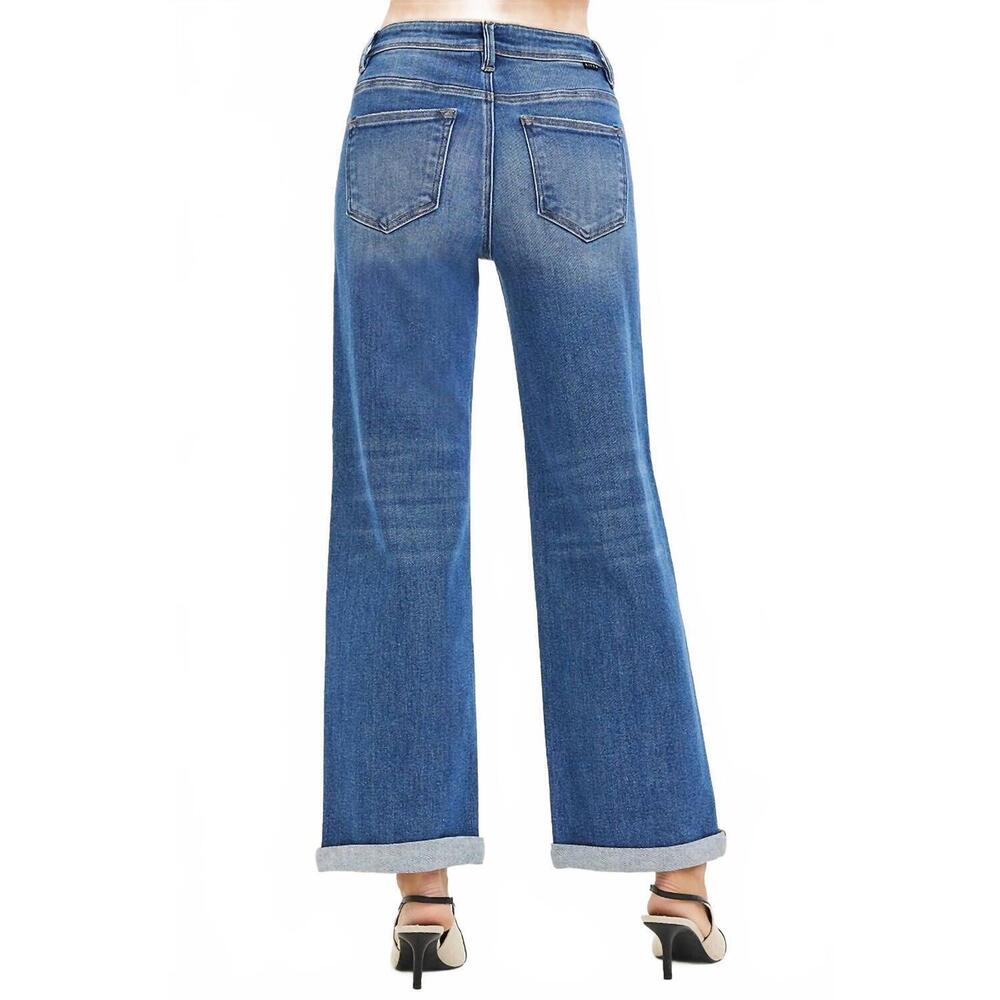 NEW RISEN high rise relaxed fit ankle straight jeans in medium wash - Picture 5 of 6